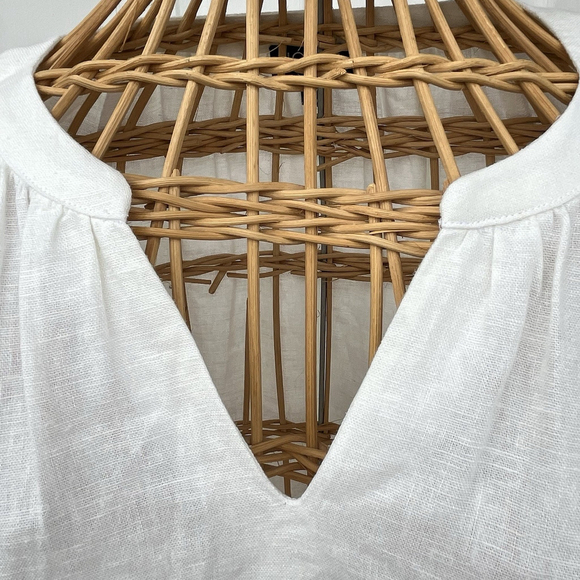 Jones New York White Cotton Blouse V-Neck Tie Sleeve 3/4 Sleeve Women PM - Picture 11 of 14